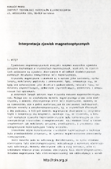Interpretacja zjawisk magnetooptycznych = Explanation of the magnetooptical effects