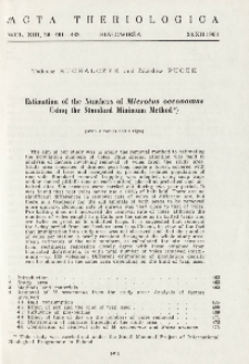 Estimation of the numbers of Microtus oeconomus using the Standard Minimum method