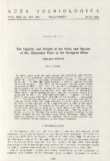 Bisoniana XXXVII. The capacity and weight of the walls and digesta of the alimentary tract in the European bison