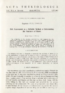 Studies on the european hare. XXIII. Belt assessment as a reliable method of determining the numbers of hares