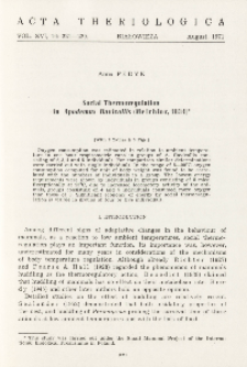 Social thermoregulation in Apodemus flavicollis (Melchior, 1834)