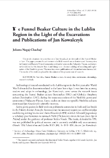 The Funnel Beaker Culture in the Lublin Region in the Light of the Excavations and Publications of Jan Kowalczyk