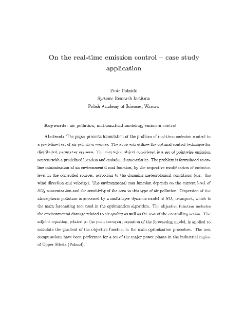 On the real-time emission control - case study application