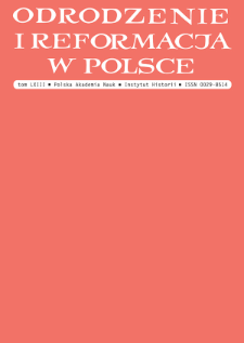 Odrodzenie i Reformacja w Polsce T. 63 (2019), Artykuły