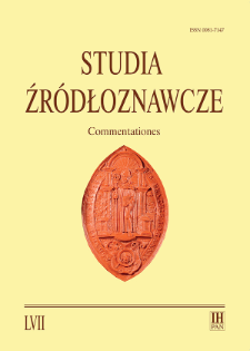 Studia Źródłoznawcze = Commentationes T. 57 (2019), Rozprawy