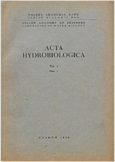 Acta Hydrobiologica Vol. 1 Fasc. 1 (1959)