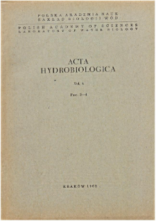 Acta Hydrobiologica Vol. 4 Fasc. 3-4 (1962)