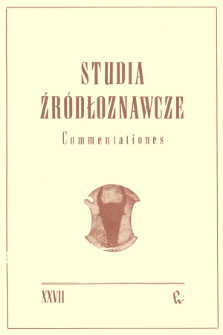 Studia Źródłoznawcze = Commentationes T. 27 (1983), Studia Źródłoznawcze = Commentationes T. 27 (1983)