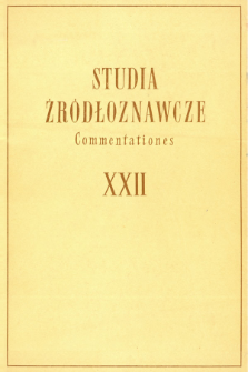 Studia Źródłoznawcze = Commentationes T. 22 (1977)