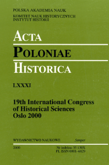 Acta Poloniae Historica T. 81 (2000), Studies