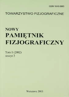Nowy Pamiętnik Fizjograficzny, tom 1 zeszyt 1/2 (2002)