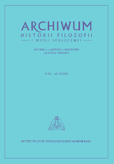 Archiwum Historii Filozofii i Myśli Społecznej Vol. 65/2020 = Archive of the History of Philosophy and Social Thought Vol. 65/2020