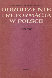 Odrodzenie i Reformacja w Polsce T. 23 (1978), Artykuły i rozprawy