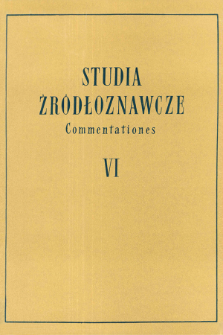 Studia Źr&oacute;dłoznawcze = Commentationes T. 6 (1961)