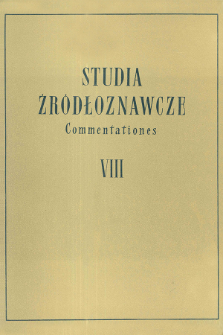 Studia Źródłoznawcze = Commentationes T. 8 (1963)