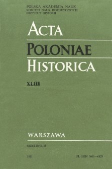 Acta Poloniae Historica. T. 43 (1981), &Eacute;tudes