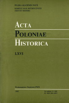 Acta Poloniae Historica. T. 65 (1992), État de recherches