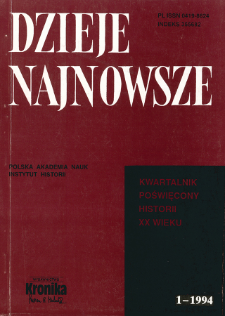 Dzieje Najnowsze : [kwartalnik poświęcony historii XX wieku] R. 26 z. 1 (1994), Artykuły i rozprawy