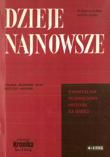 Dzieje Najnowsze : [kwartalnik poświęcony historii XX wieku], R. 24 z. 4 (1992), Artykuły i rozprawy