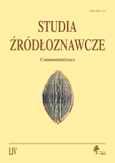 Studia Źródłoznawcze = Commentationes T. 54 (2016), Rozprawy