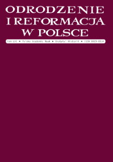 Odrodzenie i Reformacja w Polsce T. 61 (2017), Artykuły