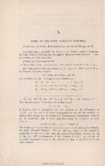 Note on Sir John Wilson's theorem