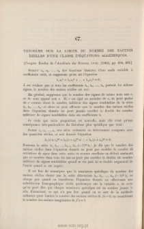 Th&eacute;or&egrave;me sur la limite du nombre des racines r&eacute;elles d'une classe d'&eacute;quations alg&eacute;briques
