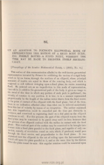 On an addition to Poinsot's ellipsoidal mode of representing the motion of a rigid body turning freely round a fixed point, whereby the time may be made to register itself mechanically
