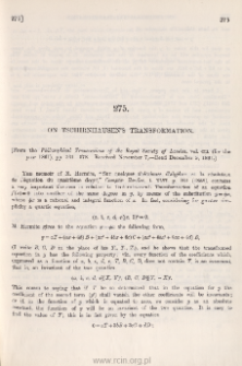 On Tschirnhausen's transformation