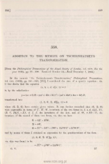 Addition to the Memoir on Tschirnhausen's Transformation