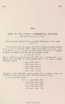 Note on the partial differential equation