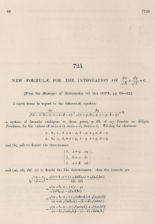 New formulae for the integration of dx/&radic;X + dy/&radic;Y=0