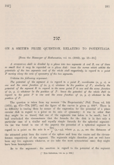 On a Smith's prize question, relating to potentials