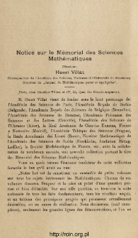 Notice sur le Mémorial des Sciences Mathématiques