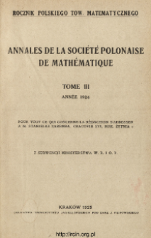 Annales de la Société Polonaise de Mathématique T. 3 (1924), Table of contents and extras