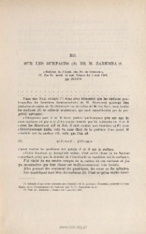 Sur les surfaces (s) de M. ZEREMBA. « Bull. de l'Acad. des Sc. de Cracovie », Cl. des math. et net. Séance du 4 mai 1902, pp. 263-270