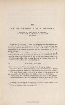 Sur les surfaces (s) de M. ZEREMBA. &laquo; Bull. de l'Acad. des Sc. de Cracovie &raquo;, Cl. des math. et net. S&eacute;ance du 4 mai 1902, pp. 263-270