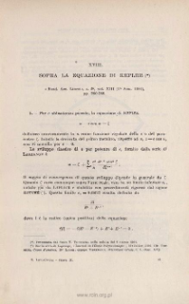 Sopra l;equazione di KEPLER. &laquo; Rend. Acc. Lincei &raquo;, s. 5&ordf;, vol. XIII ( 1˚ sem. 1904), pp. 260-268