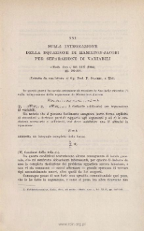 Sulla integrazione della equazione di HAMILTON-JACOBI per separazione di variabili. &laquo; Math. Ann. &raquo;, Bd. LIX (1904), pp. 383-397