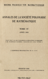 Annales de la Société Polonaise de Mathématique T. 4 (1925), Table of contents and extras