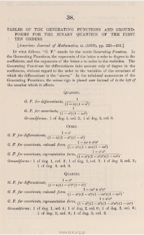 Tables of the generating functions and groundforms for the binary quantics of the first ten orders