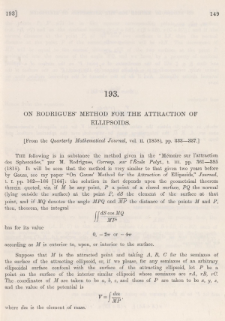 On Rodrigues' method for the attraction of ellipsoids