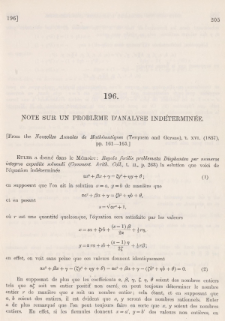 Note sur un probl&egrave;me d'analyse ind&eacute;termin&eacute;e
