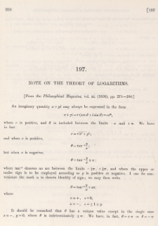 Note on the theoury of logarithms