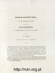 Przegląd krytyczny dzieła p. G. H. Niewęgłowskiego pod tytułem Trygonometrya z teoryą ilości urojonych i z notami