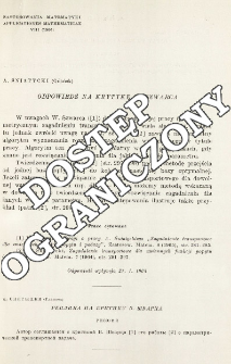 Odpowiedź na krytykę W. Szwarca