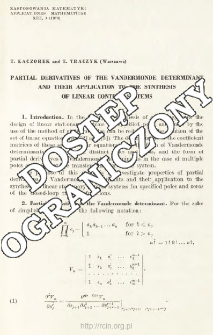 Partial derivatives of the Vandermonde determinant and their application to the synthesis of linear control systems