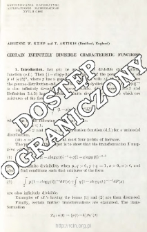 Certain infinitely divisible characteristic functions