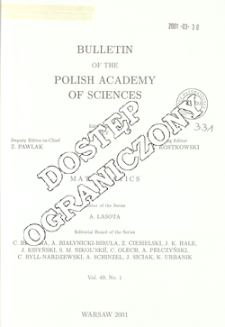 Bulletin of the Polish Academy of Sciences. Mathematics T.49, 2001, Spis treści i dodatki