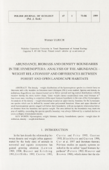 Abundance, biomass and density boundaries in the Hymenoptera: analysis of the abundance - weight relationship and differences between forest and open landscape habitats